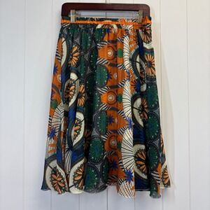 Women Boho Festival Flowy Skirt Size L Summer Fun Artsy Psychedelic Geometric